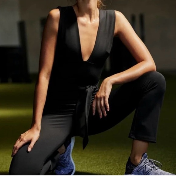 Free People Movement After Hours Plunge Neck jumpsuit with Minj Flare Bottom - Picture 9 of 11